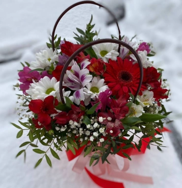 Цветы в сумочке «яблочко наливное»