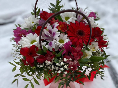 Цветы в сумочке «яблочко наливное»