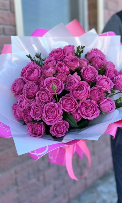 Букет с пионовидной розой «малиновый джем»