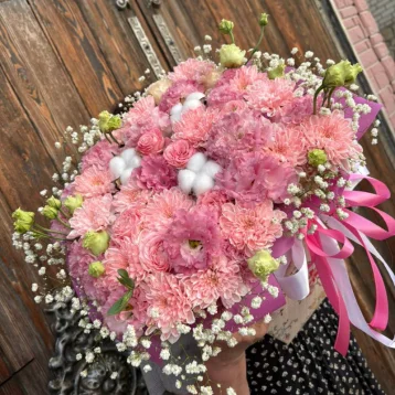 Композиция в коробке «эустома розовая»