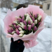 Нежный микс из 55 тюльпанов 0