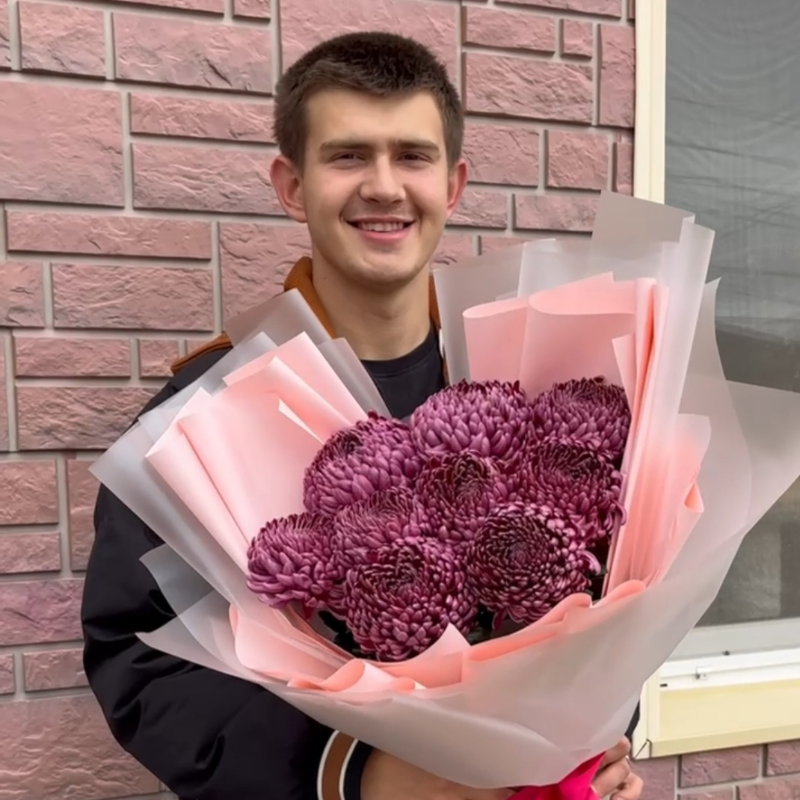 Букет из хризантем «Бигуди»